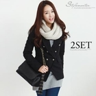 Stylementor - Set: Double-Breasted Blazer + Knit Circle Scarf
