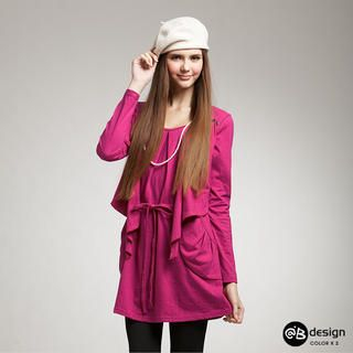 Inset Vest Drawstring-Waist Tunic