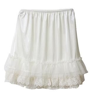 Lace-Trim Layered Slip Skirt