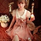 Little Paw - Inset Blouse Lace-Trim Belted Dress