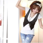 Wonderland - Mock Two-Piece Cowl-Neck T-Shirt