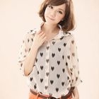 CatWorld - Set: Heart-Print Sheer Blouse + Camisole