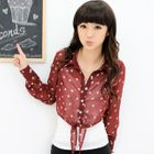 59 Seconds - Tie-Hem Polka Dot Blouse
