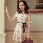 Little Paw - Elbow-Sleeve Embroidered Dress