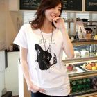 the looks - 'Dog' Print Crewneck Tee