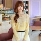 CLICK - Lace Overlay Knit Top