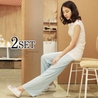 ANNINA - Set: Round-Neck Sleeveless Top + Sweatpants
