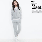 Beccgirl - Set: Striped Sleeve Hoodie + Sweatpants