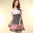 Tokyo Fashion - Mock Two-Piece Dotted Chiffon Dress