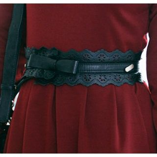 Bow-Accent Faux Leather Belt Bow-Accent Faux Leather Belt