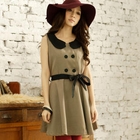 Tokyo Fashion - Contrast-Collar Buttoned Sleeveless Dress
