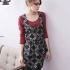 CatWorld - Sleeveless Plaid Peplum Dress