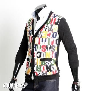 Alphabet-Print Knit Cardigan Alphabet-Print Knit Cardigan