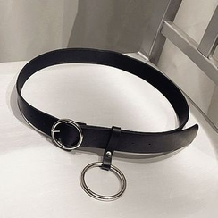 Miss Kekeli - Faux Leather Round Buckle Belt Miss Kekeli - Faux Leather Round Buckle Belt