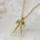 Fit-to-Kill - Gloden crystal cherry Necklace -white