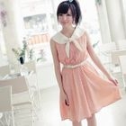 BAIMM - Bow-Neck Sleeveless Printed Dress
