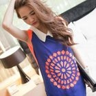 PUFII - Color-Block Chiffon Tank Top