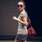 PUFFY - Short-Sleeve Striped Long Top