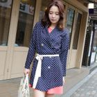 J-ANN - Polka Dot Double-Breasted Trench Coat