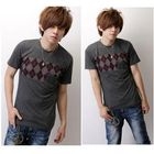 SeventyAge - Argyle Patterned Short Sleeve Top