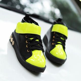 Studded Velcro Patent Sneakers