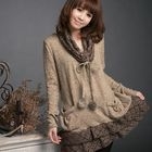 Princess Show - Lace-Trim Cowl-Neck Knit Dress