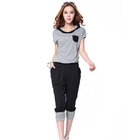 O.SA - Set: Contrast-Pocket Hooded Top + Cropped Sweatpants