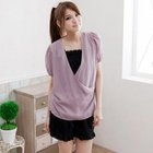 CatWorld - Short Sleeve Open-Front Cardigan