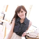 Tokyo Fashion - Sleeveless Lace-Panel Dotted Blouse