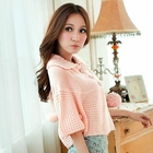 Tokyo Fashion - Pompom-Accent Knit Cape Jacket