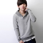 SeventyAge - Shawl-Collar Striped-Trim Knit Top