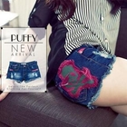 PUFFY - 'Skull' Print Distressed Denim Shorts