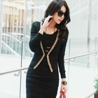 JUNY - Chain-Trim Knit Cardigan