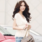 Melissa - Lace Trim V-Neck Chiffon Top