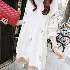 lilygirl - Floral Embroidered Tunic Dress lilygirl - Floral Embroidered Tunic Dress