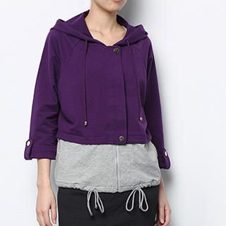 Contrast-Hem Hooded Jacket Contrast-Hem Hooded Jacket