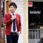 VINTAGE BROTHERS - Corduroy-Trim Mandarin Collar Cardigan