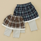 Biquette - Plaid Lace-Trimmed Skirt with Inset Leggings
