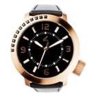 t. watch - Diamond Lens Glass Genuine Leather Strap Watch