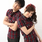 MR.PARK - Short-Sleeve Dual-Pocket Plaid Shirt