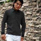 Purplow - Striped Long Sleeve Shirt in Black