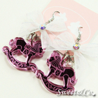 Sweet & Co. - Mirror Ribbon Pink Rocking Horse Earrings