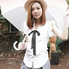 CatWorld - Tie-Neck Ruffled Sleeveless Blouse