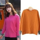 HAPPY CAT - Contrast-Trim Knit Top