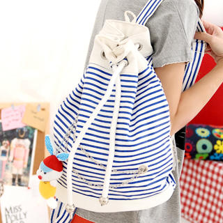 Drawcord Closure Striped Backpack Drawcord Closure Striped Backpack