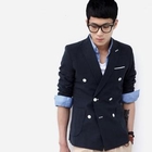 MITOSHOP - Double-Breasted Linen Blend Blazer
