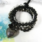 Angelove - Black-Heart Elasticized Beaded Bracelet