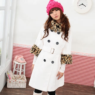 Detachable Faux Fur Double-Breasted Coat Detachable Faux Fur Double-Breasted Coat