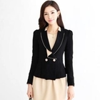 Orange Style - Contrast-Trim Peplum Jacket