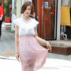Miss Hong - Lace-Frilled Mock Two-Piece Dress